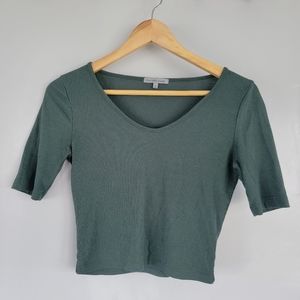 Green ribbed crop top